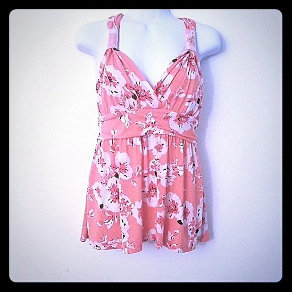 Candie's Tops - Light Pink Floral Tank with Criss Cross Back